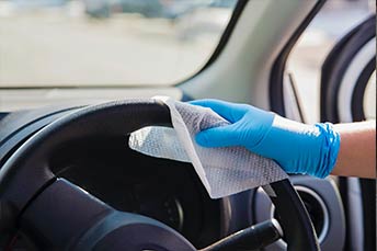 Sanitization of a steering wheel