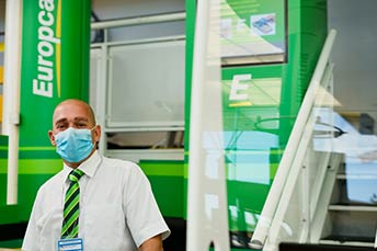 Europcar staff with PPE